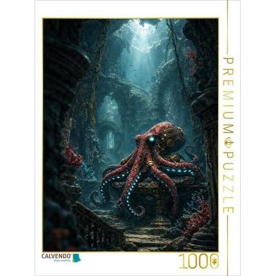 CALVENDO Puzzle Die verborgene Kreatur - Oktopus in den Ruinen von Aetherion | 1000 Teile Lege-Größe 64x48cm Foto-Puzzle für glückliche Stunden