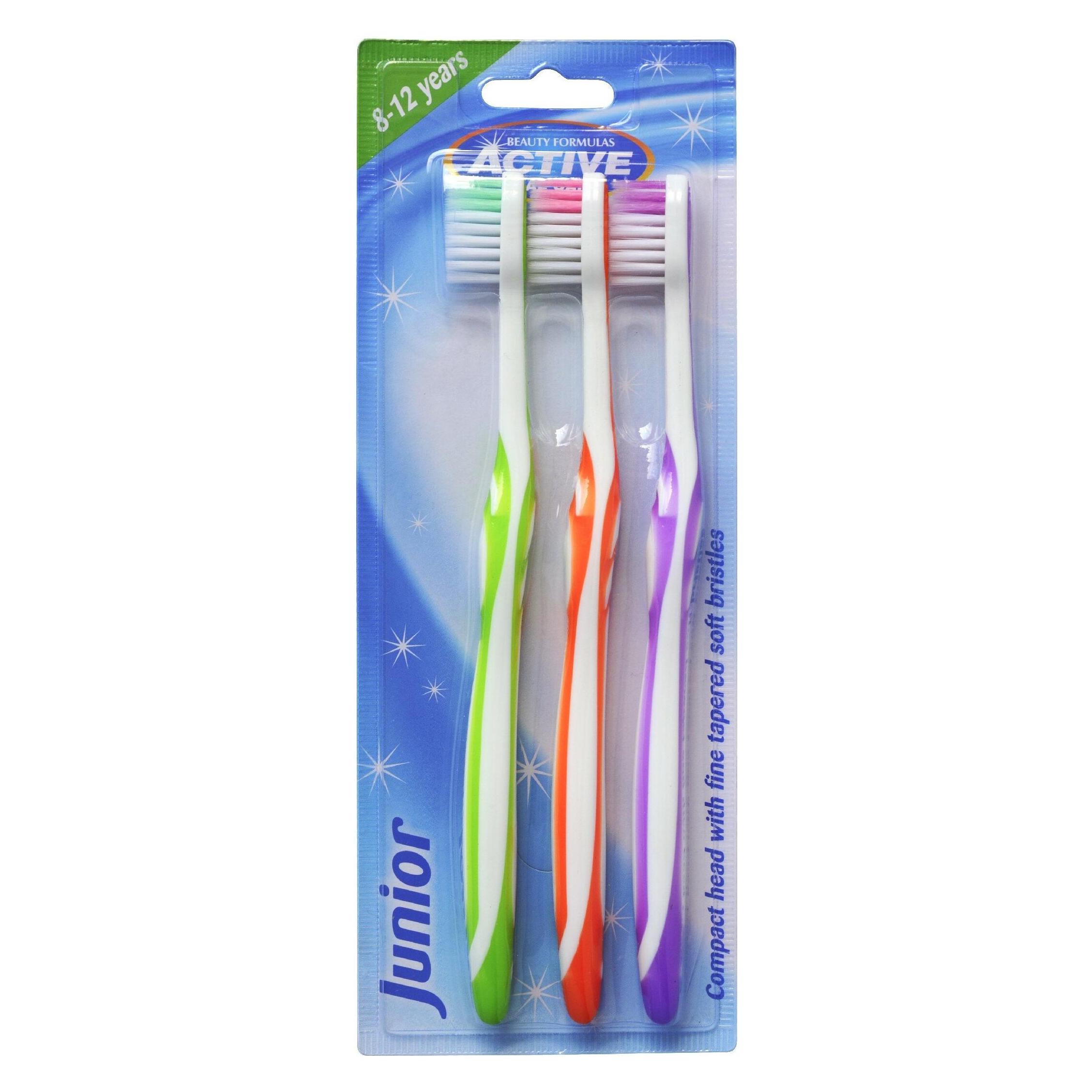 Beauty Formulas Active Oral Care - Junior 8-12 Years Toothbrushes For Children 3 Pcs. (Mittel, 3x) (33078082)