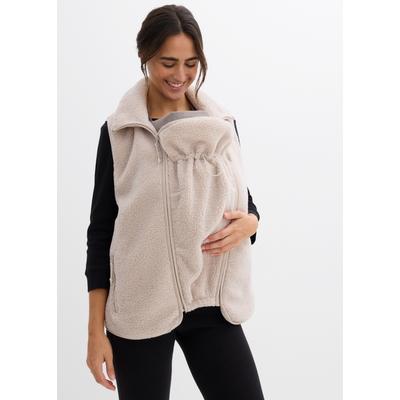 Umstandsweste BONPRIX, Damen, Gr. 36/38 (S), beige (steingrau), Obermaterial: 100% Polyester. Futter: 100% Polyester, bequem, Westen, mit praktischem Trageeinsatz für das Baby