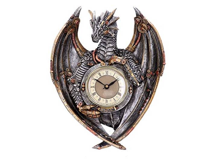 Nemesis Now Dracus Horologium 27.5cm, Polyresin, Zilver
