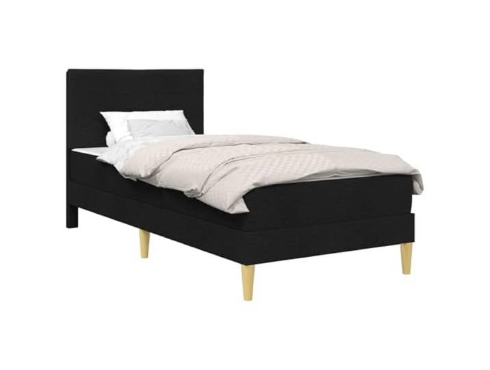 TUERYAFEK Bettrahmen Schwarz 90 x 200 cm Polyester Sperrholzrahmen, Schaumstoffmatratze, Kunststoffbeine, Pflegeleicht