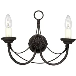 Elstead Lighting Carisbrooke 2-flammige Wandleuchte Schwarz Gothic Stil Innenleuchte