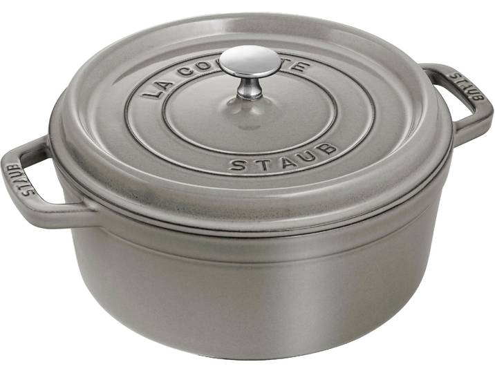 Bräter STAUB Cocotte , grau (graphit, grau), H:18,2cm Ø:28cm, Töpfe, Bräter, robust, langlebig, perfekte Hitzeverteilung, Aromaregen-Deckel