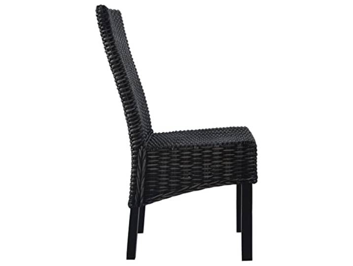 HKLGBVCR Essstühle, 4 Stück, Schwarz, Rattan, Kubu und Mangoholz Kubu-Rattan, Mangoholz, authentische Webart, leicht zu reinigende Sitze, 110 kg pro Sitz, Esszimmer, Küche