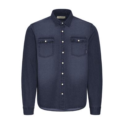 Jeanshemd BLEND "Jeanshemd BHDargo", Herren, Gr. XXL, N-Gr, blau (denim unwashed blau), Obermaterial: 100% Baumwolle CO., normal, Hemden Jeanshemd