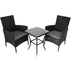 Jardí Rattan Bistro Set Schwarz