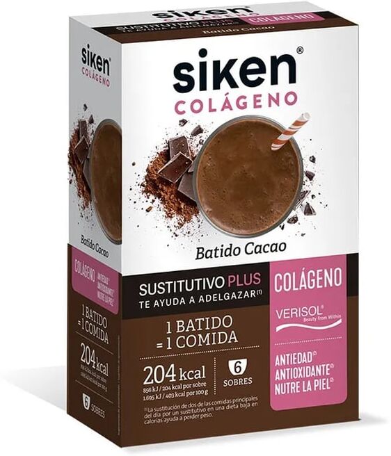 Siken Batido Sustitutivo Plus Con Colágeno Cacao 50g 6 Sobres Cacao