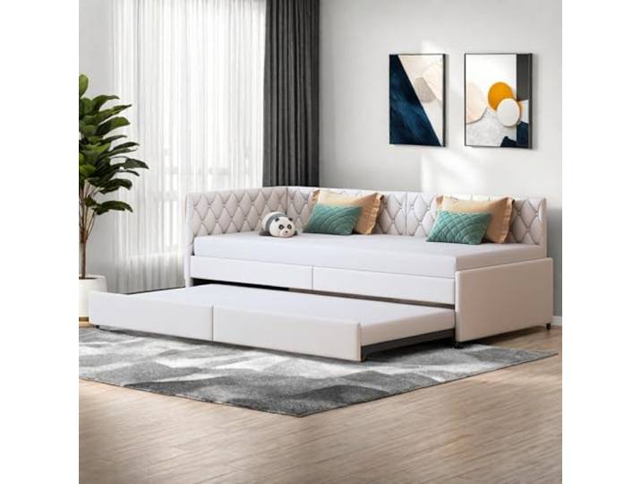 FEEOHOME Schlafsofa für 2-Sitzer, 90/180 x 200 cm, klappbares Schlafsofa, ausziehbar, mit Lattenrost, ausziehbar, mit Lattenrost, Ausziehbett, funktional, für Wohnzimmer, Schlafzimmer