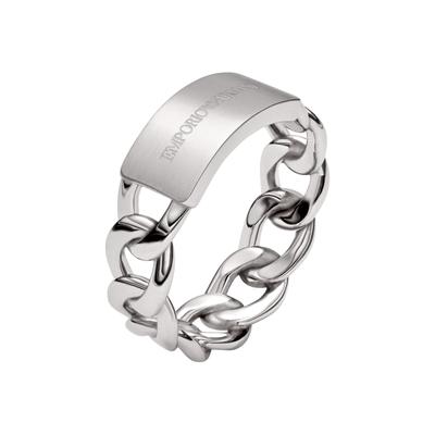 Fingerring EMPORIO ARMANI "Schmuck Geschenk Edelstahl" Gr. 20,5, silber (edelstahlfarben), Fingerringe, Damen, 20,5, Edelstahl, 7mm, Fingerring