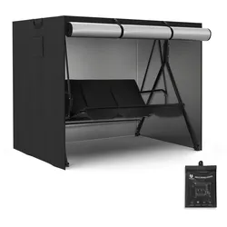 M MCombo Hollywoodschaukel Abdeckung, Abdeckplane Wasserdicht &  UV-Beständig für Gartenschaukel, Reißfeste Hollywoodschaukel Schutzhülle 4001/4002 (Oxford, Schwarz)