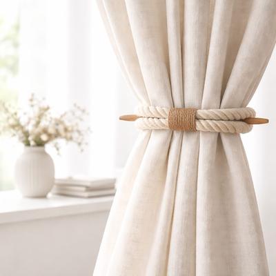 Evideco Twisted Curtain Tiebacks with Wooden Stick 9.5 in