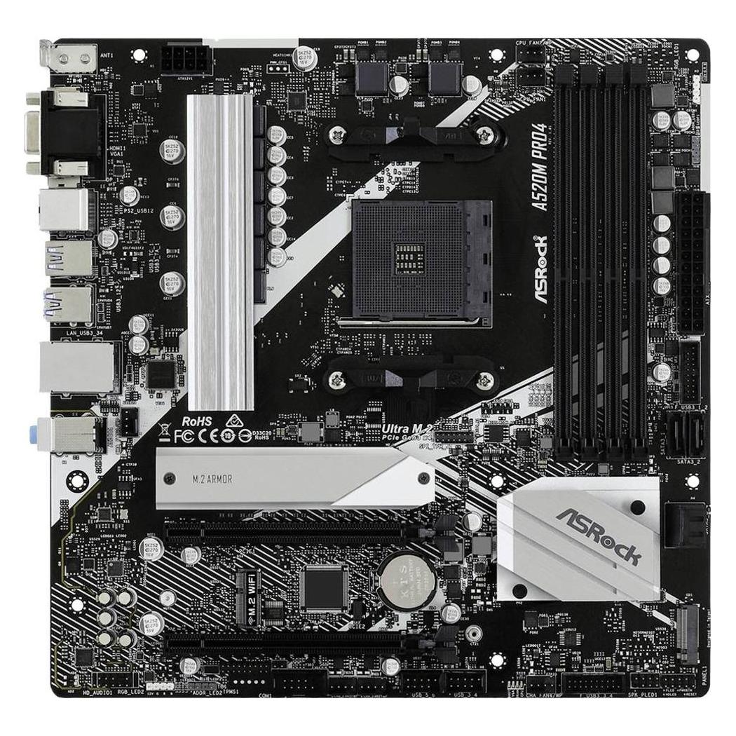 AsRock A520M Pro4 (AM4, AMD A520, mATX) (90-MXBDU0-A0UAYZ)