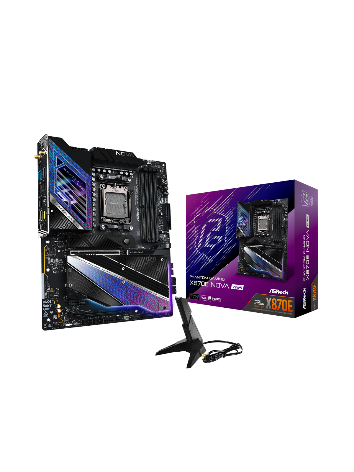 ASRock X870E NOVA WIFI Mainboard - AMD X870E - AMD AM5 - DDR5 RAM - ATX