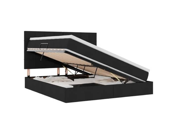 KKgypkn Kunstleder Stauraumbett 180x200 cm mit Matratze, Schwarz, seitlich geöffnetes Bett mit hydraulischem Liftmechanismus, Polyester, modernes Design