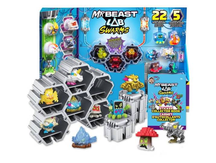 Moose Toys MrBeast Lab Swarms Hyper Fusion Chaos XL pack - 22 Swarms microbeesten, 5 Fusion caps, 22 stickers