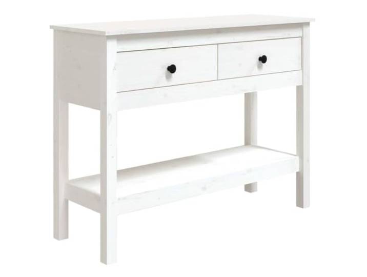 GPUTYGHN Konsolentisch Weiß 100x35x75 cm Massivholz Kiefer 2 Schubladen,1 Ablage,Massivholz Kiefer,Flurtisch,Eingangstisch,TV-Konsolentisch,Wandhalterung,Montageanleitung
