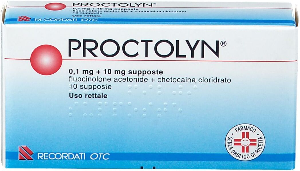 RECORDATI SpA Proctolyn 0,1 Mg + 10 Mg, 10 Supposte