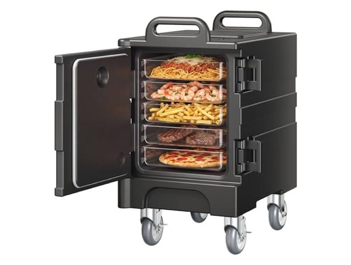 VEVOR Isolierter Speisenbehälterträger Warmhaltebox für Gastronomie 75 L, Speisenbehälter mit Doppelschnallen & Griffen, Speisenbehälterträger Lebensmitteltransportbox für Restaurant (ohne Tablett)