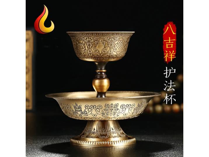Articles bouddhistes en gros, tasse de gardien de rite efficace, cérémonies du bouddhisme tibétain, culte HUFA, eau bénite, tasse de Lotus en cuivre