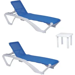 Tisch Acqua-Andorra garbar Kunststoff Weiß Blau (Set aus 2+1)