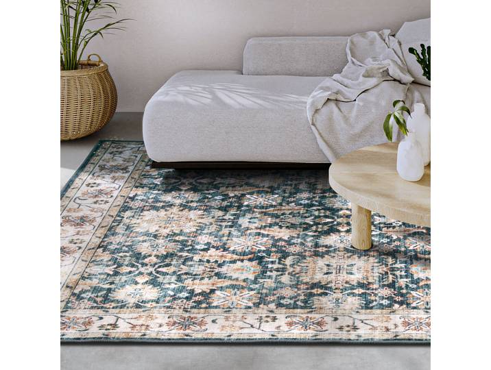 Teppich ELLE DECORATION Saveh , blau, B:120cm H:5mm L:160cm, Polyester, Teppiche, Teppich, Kurzflor, Anti Rutsch, Vintage, Klassisch, Wohnzimmer, Flur
