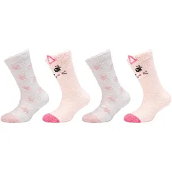 4er Pack camano Cosy Fancy Application Crew Socken Kinder 4117 - pink dogwood 31-34