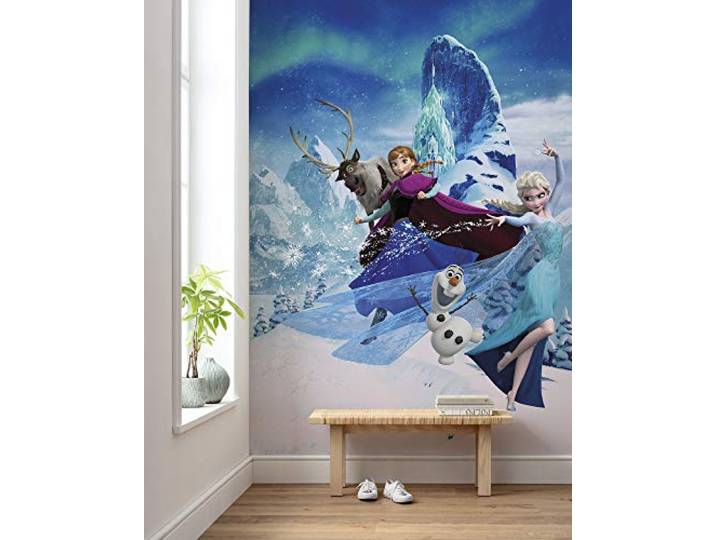 Komar Disney Vlies Fototapete Frozen Elsas Magic Größe: 200 x 280 cm (Breite x Höhe), Bahnbreite 50 cm Tapete, Wandbild, Dekoration, Wandbelag, Kinderzimmer, Schlafzimmer DX4-014, blau