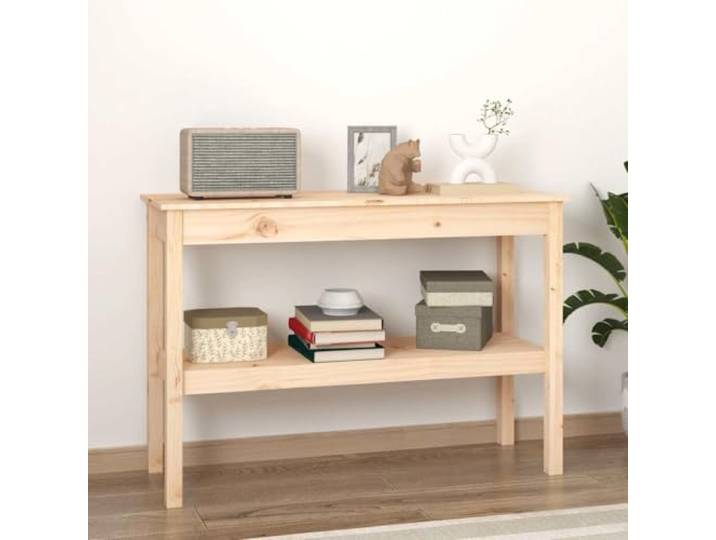 KPOUTRFG Konsolentisch 110x40x75 cm aus Massivholz Kiefer Robuster Holzrahmen, zusätzliche Ablage, rustikale Optik, einfache Montage, Wandhalterung inklusive