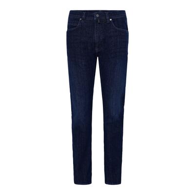Tapered-fit-Jeans PIERRE CARDIN "Lyon Tapered", Herren, Gr. W40/L30, Länge 30, blau (dunkelblau used), Obermaterial: 92% Baumwolle CO. 5% Elastomultiester ELE. 3% Elasthan EL., uni, tapered fit, Jeans, aus Dual-FX-Stretch-Qualität