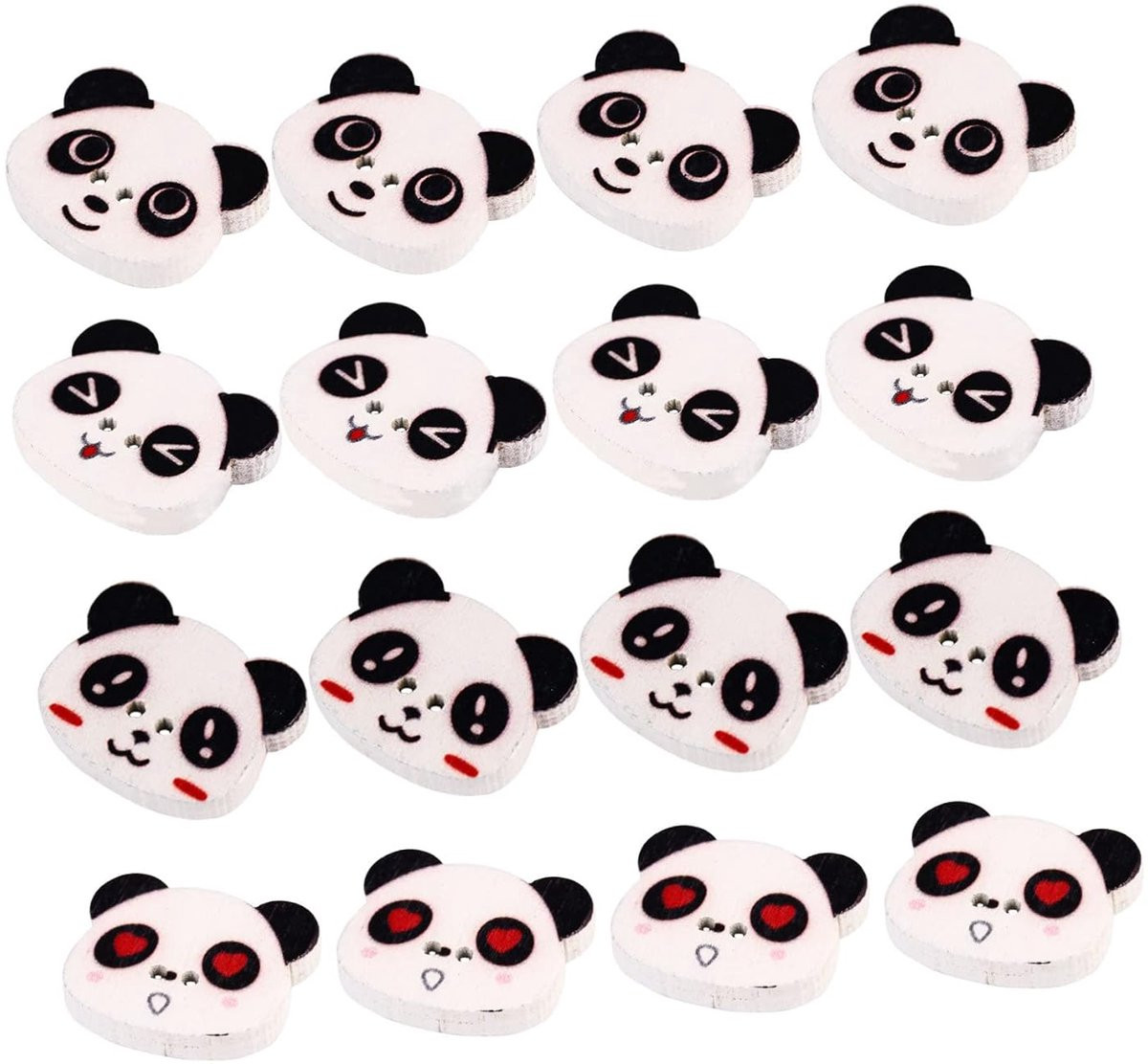 100 stuks Houten Decoratie Knoppen met Panda Design - Multicolor