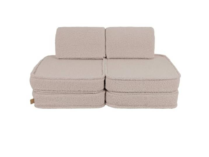 MEOWBABY Kindersofa modular 4-teilig, Bearly Spielsofa aus Stoff, waschbarer Bezug, 120 x 60 x 25 cm, Hellgrau