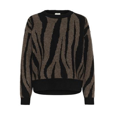 Strickpullover KAFFE "Damen Strickpullover KAbitzy", Damen, Gr. XXL, schwarz (schwarz, moral m. animal), Obermaterial: 35% Polyester PES. 32% Polyacryl PAN. 17% Wolle mw. 12% Nylon NY. 4% Elasthan EL., Pullover Strickpullover