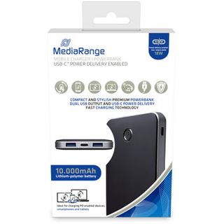 10.000 mAh MediaRange Powerbank 3,7V USB-C mit Quickcharge