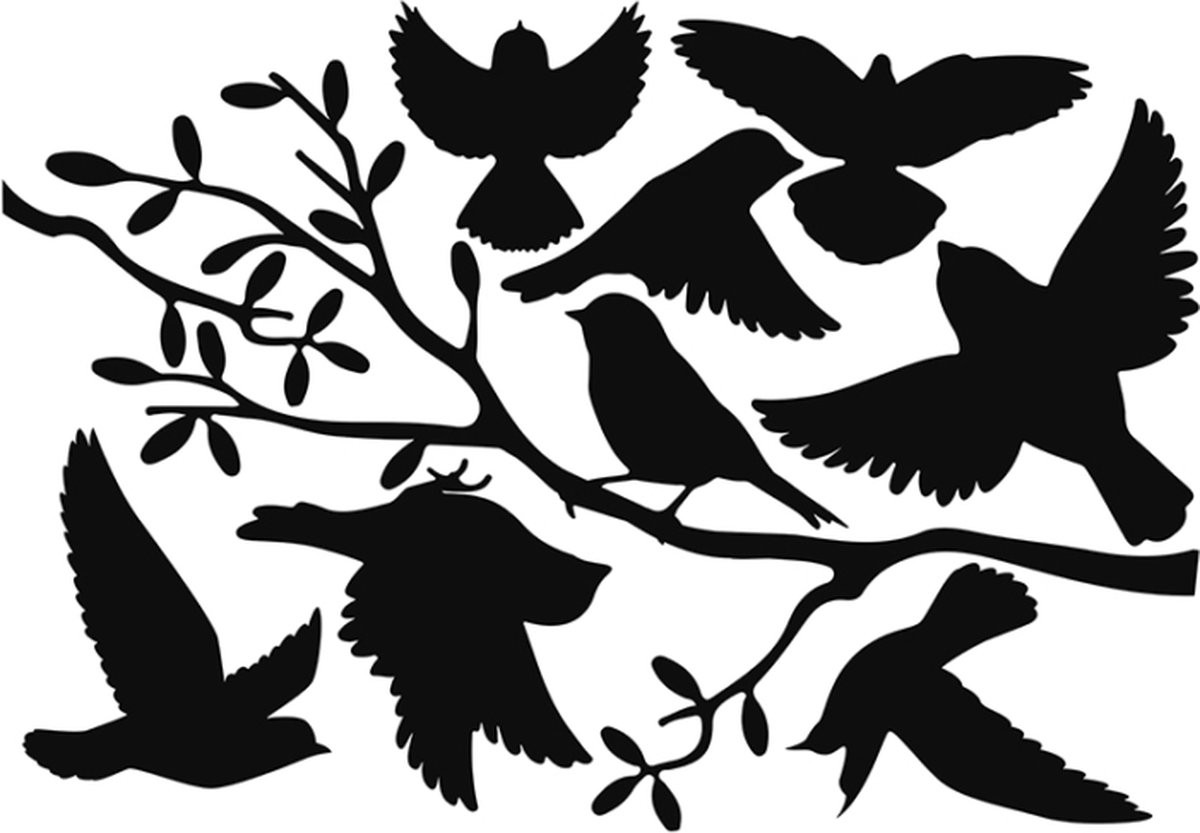 Esschert Design Raamstickers vogels op tak voor ramen