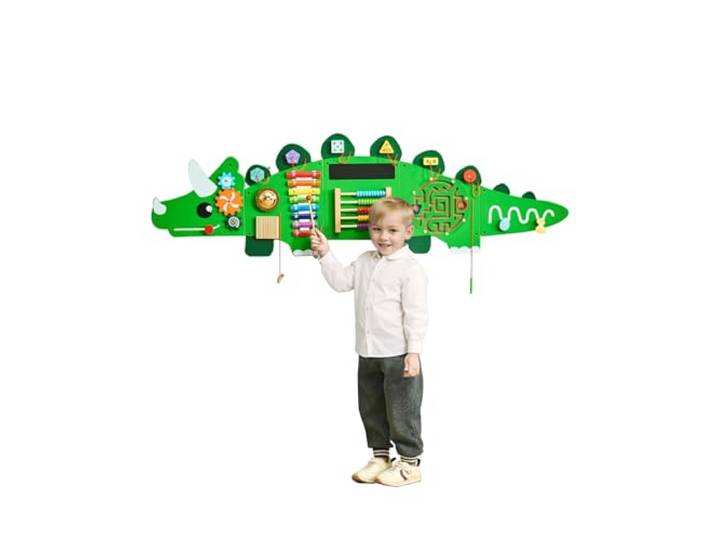 VEVOR Panneaux Muraux d'Activités Dinosaure\, 11 Jeux\, Jouet Mural Sensoriel Montessori pour Enfants 3-12 ans\, Centre d'Activités d'Apprentissage\, Salle de Jeux des Tout-petits\, Crèche\, Salle de Classe