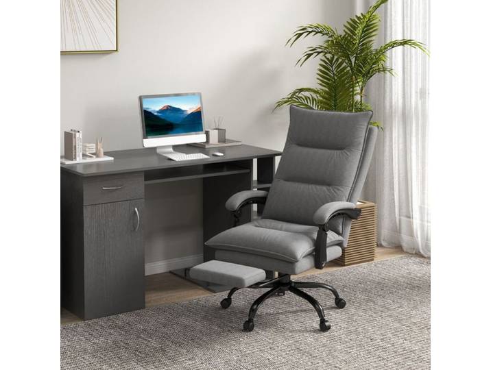 LPOSPI Fauteuil de bureau ergonomique - chaise pivotante avec dossier massant confortable polyester gris
