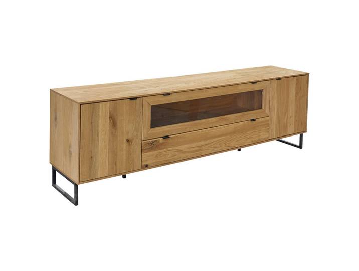 Carryhome Tv-Element, Eiche, Metall, Eiche, furniert, massiv, 2 Fächer, 1 Schublade(n) Schubladen, 212x66.4x45 cm, FSC Mix, Wohnzimmer, TV Möbel, TV-Racks