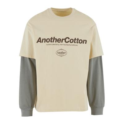Longsleeve ANOTHER COTTON LAB "Another Cotton Lab", Damen, Gr. S, beige, 100% Baumwolle, bedruckt, oversize, Rundhals, Shirts