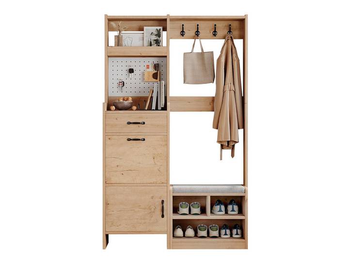 Komhtom Garderoben-Set in B108.5 x T35 x H180 cm,Naturfarben, Mode, 108.5x180x35 cm, Garderobe, Garderoben-Sets & Garderoben-Serien, Garderoben-Sets