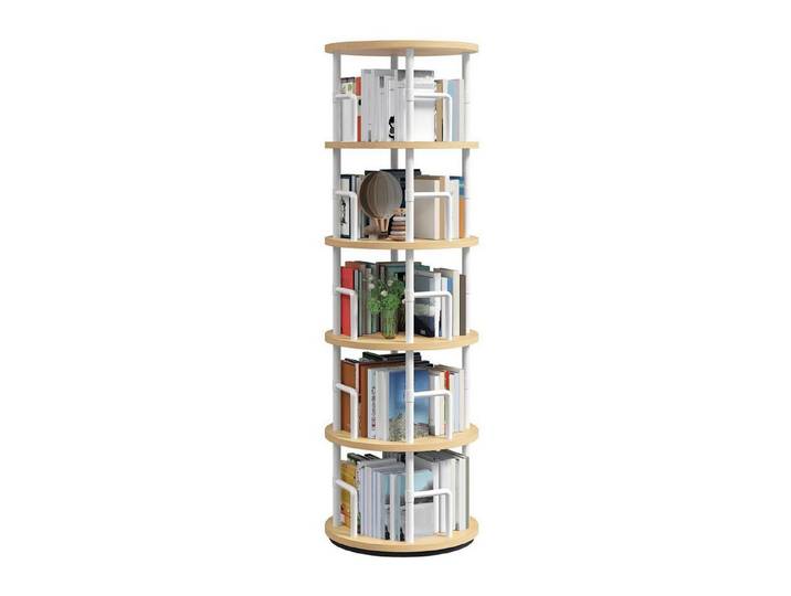 LuxusKollektion Drehregal Drehregal 5 Ebenen Eckregal Natur Weiß, 1-tlg.