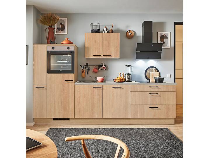 Autarke Küchenzeile Apotheker A 300cm Ausrichtung links Holz/Eiche Dekor