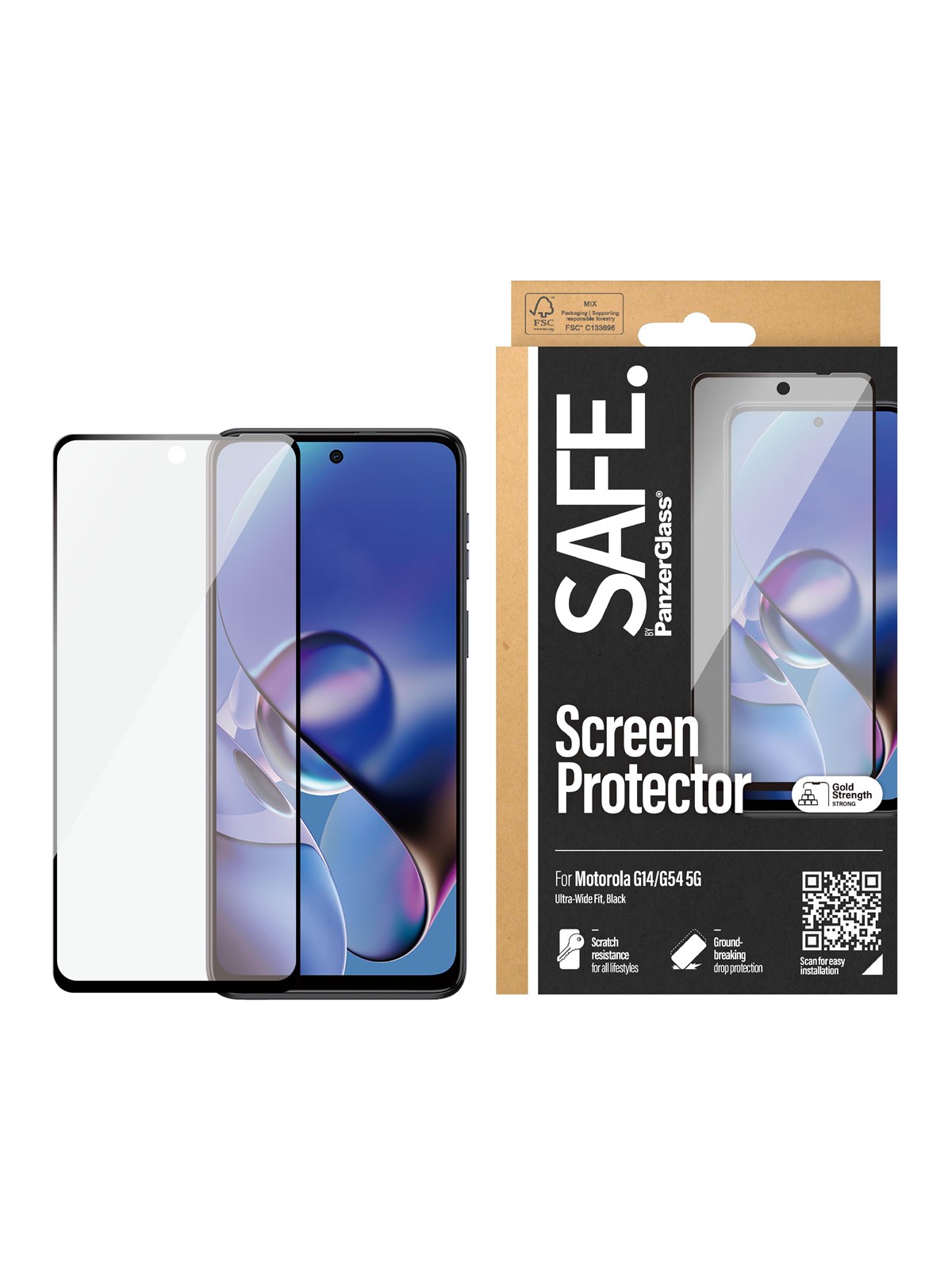 SAFE by PanzerGlass Screen Protector Motorola G14 4G | G54 5G | Ultra-Wide Fit