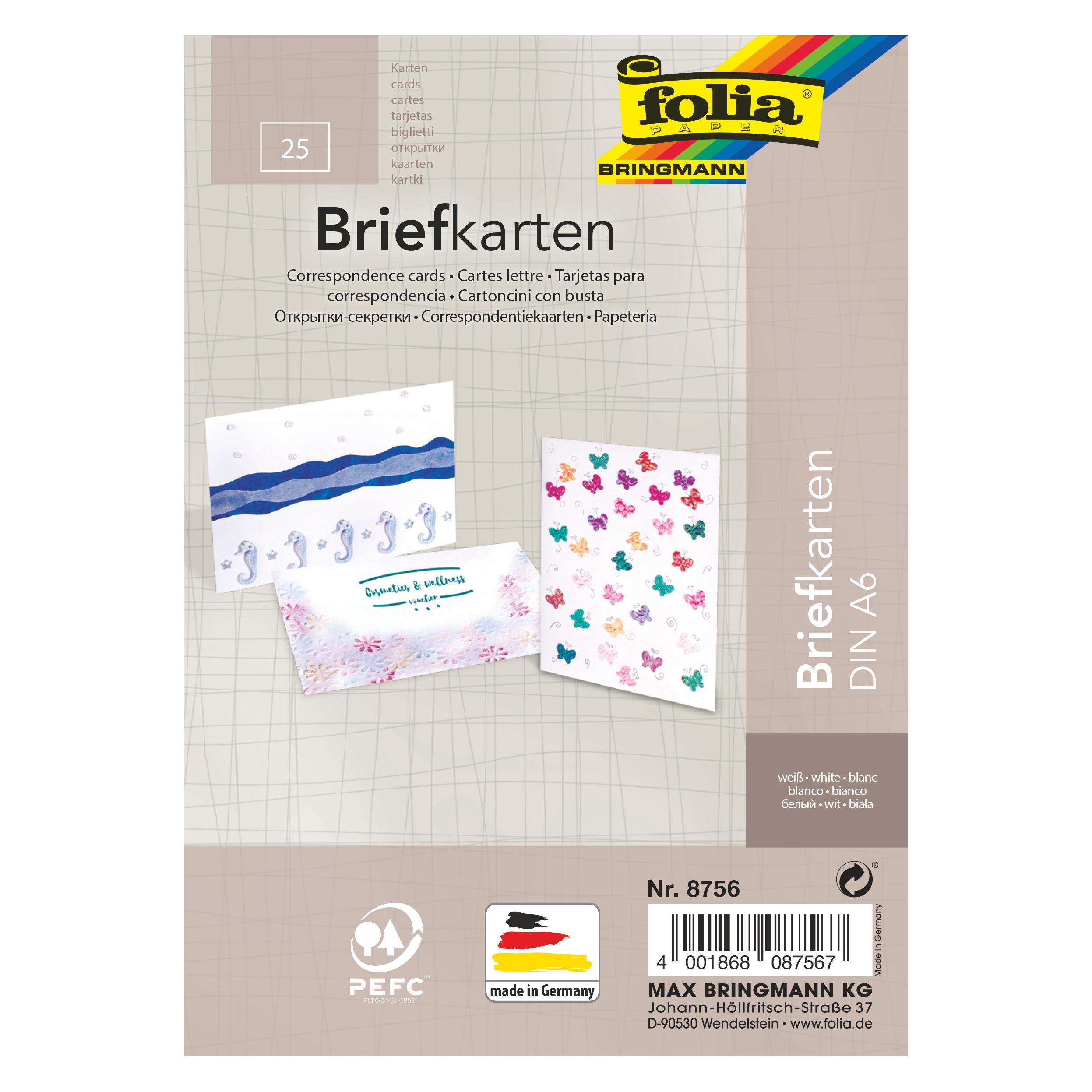 Folia Briefkarte DIN A6 weiss (25 Stk.) (8756)