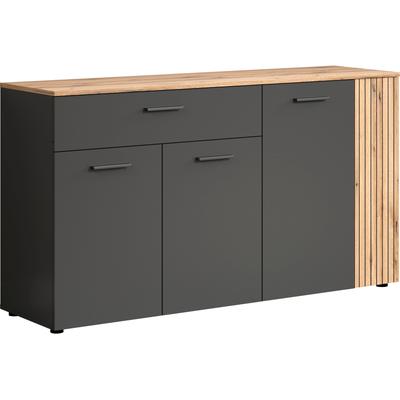 Sideboard HOME AFFAIRE "Estepona", grau (anthrazit mit eiche), B:150cm H:83cm T:42cm, Sideboards, Sideboard, Kommode, Akustikpaneel-Look; Breite 150 cm