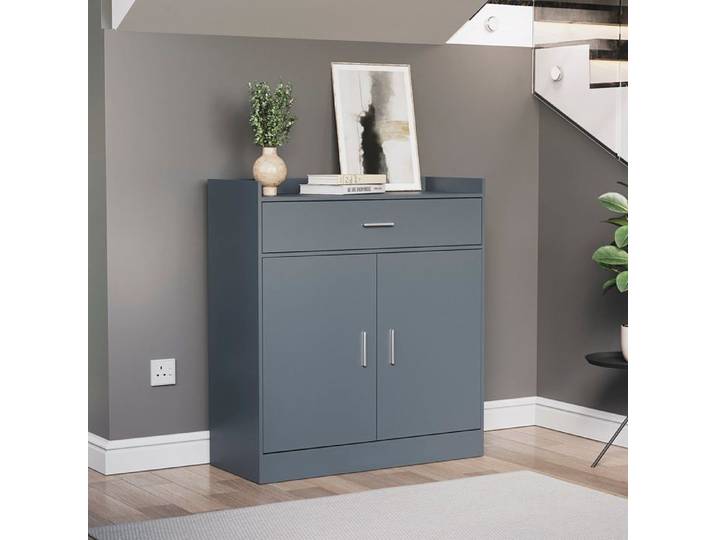 Meuble à chaussures Dalby 2 portes 1 tiroir – Armoire de rangement pour entrée ou couloir Gris