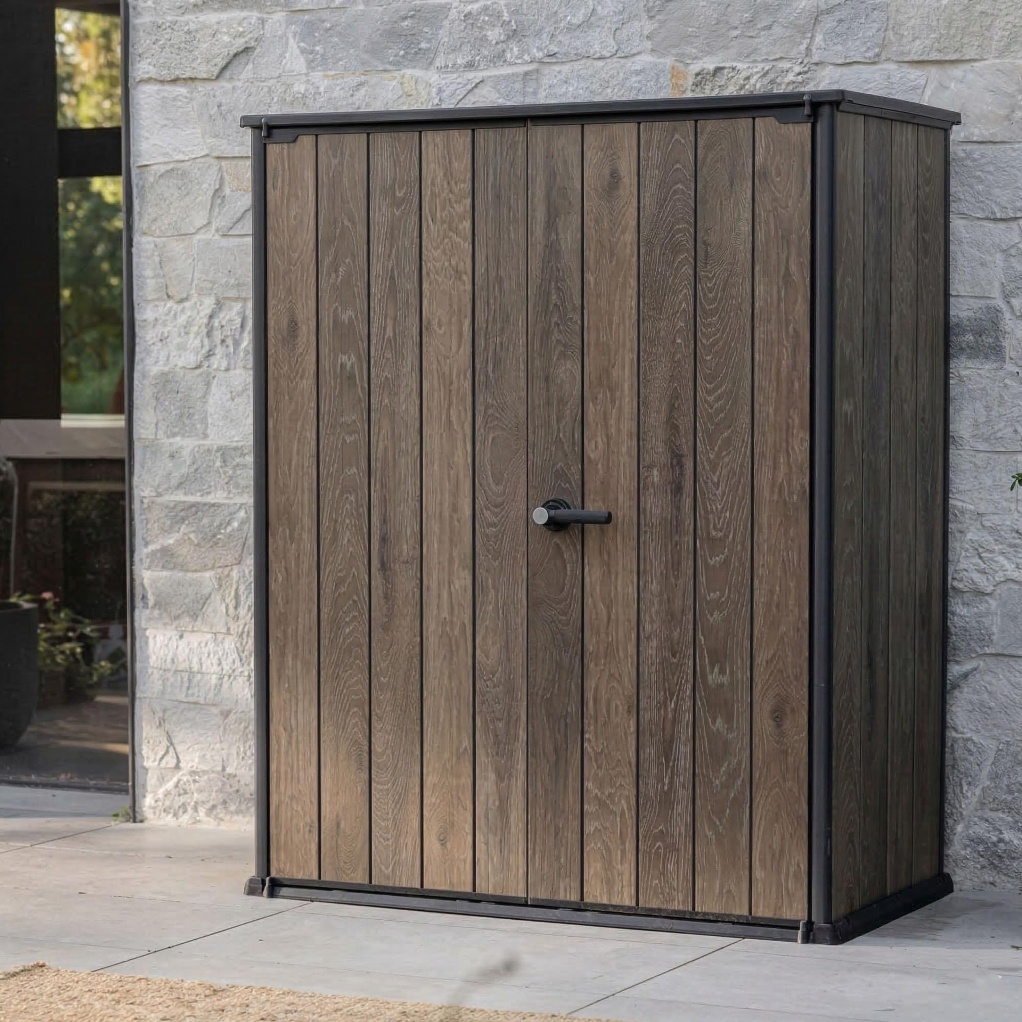 Langdon - Außenschrank, 140x74x170h cm, Walnussbraun, 2 Regalböden