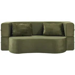 SCHLAFSOFA mikrofaser in olivgrün, faltbares gästebett & montagefrei