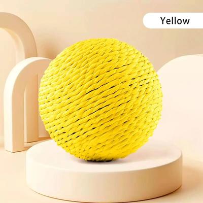Uplifted Finds Interactive Sisal Grinding & Chasing Ball yellow 10 Cm