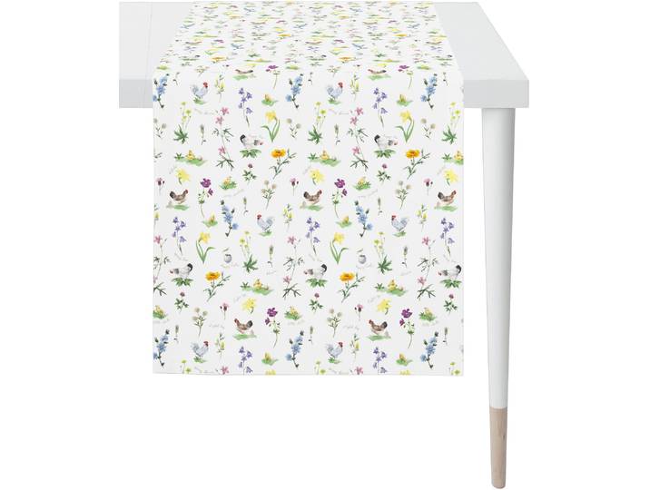 Tischläufer APELT 6412 HAPPY EASTER, Osterdeko, Ostern , bunt (weiß, bunt), B:42cm L:140cm, Baumwolle, Polyester, Tischdecken, Tischläufer, Digitaldruck, mit Ostermotiv