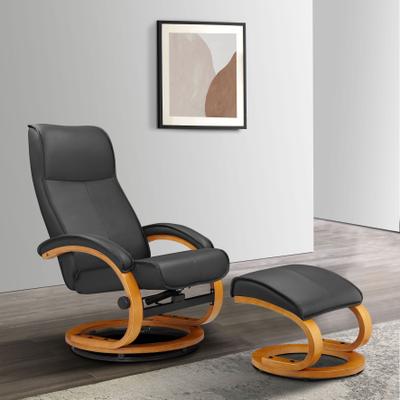 Relaxsessel OTTO HOME "mit Hocker PARIS Naturleder- OTTO. Verlässliche Qualität.", grau, B:67cm H:107cm T:78cm, NaturLeder (echtes Rindsleder) in Sitz und Rücken. Korpus in passendem Softlux-Kunstleder bezogen;Kunstleder/PU;Primabelle-Microfaser...